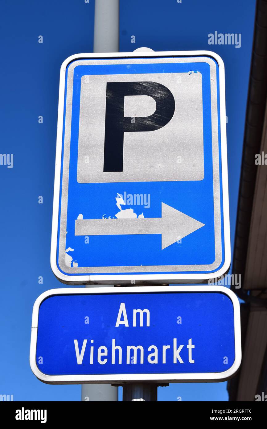 Cartello parcheggio Am Viehmarkt Foto Stock