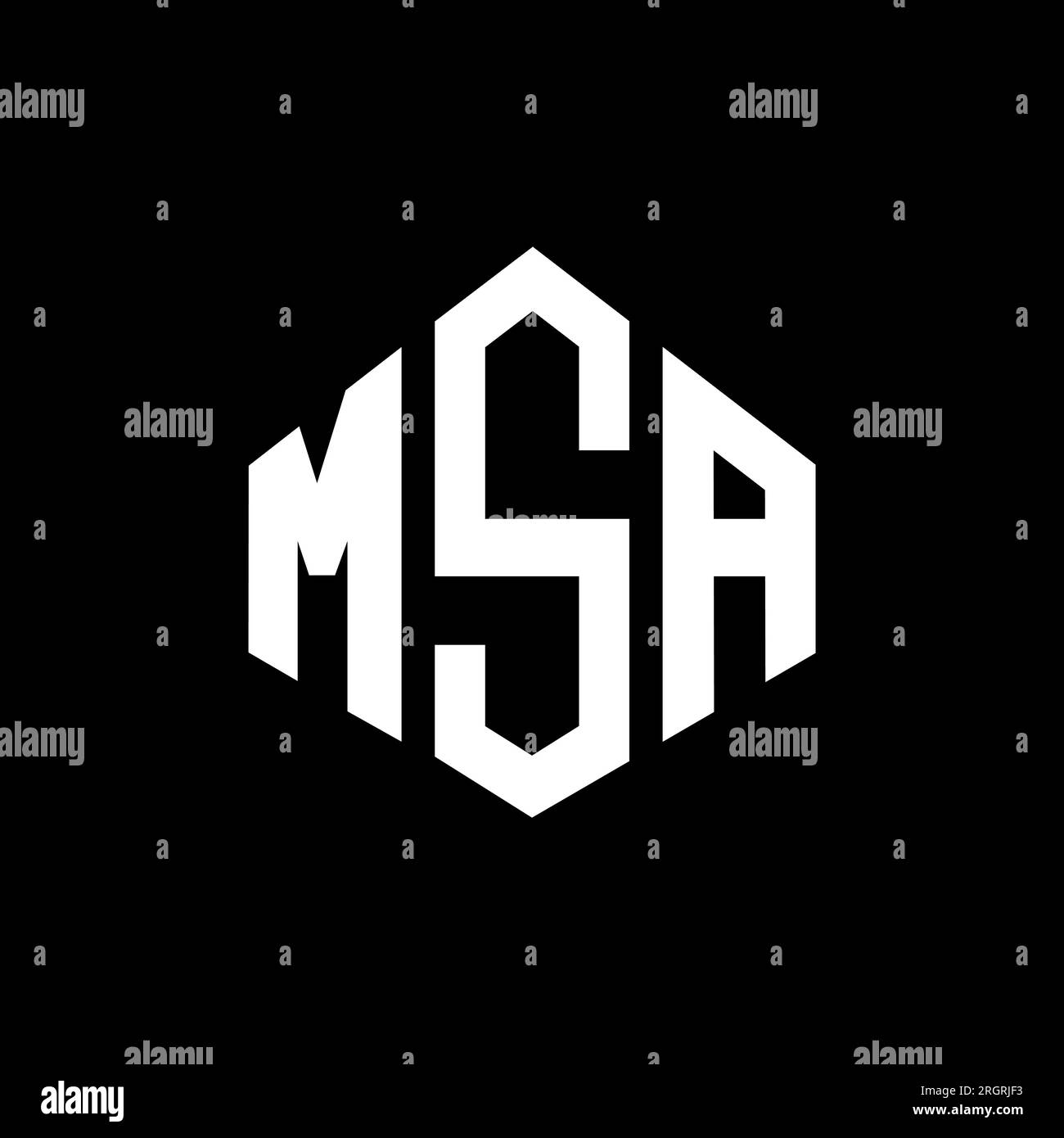 Logo MSA Letter con forma poligonale. Design con logo a forma di cubo e poligono MSA. Modello con logo vettoriale esagonale MSA in bianco e nero. MSA monogr Illustrazione Vettoriale