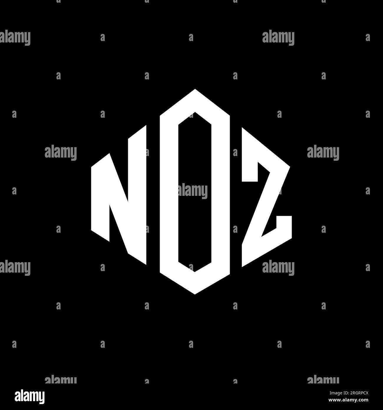 Logo NZ Letter con forma poligonale. Design con logo a forma di cubo e poligono NOZ. Modello con logo vettoriale esagonale NES in bianco e nero. NOZ monogr Illustrazione Vettoriale
