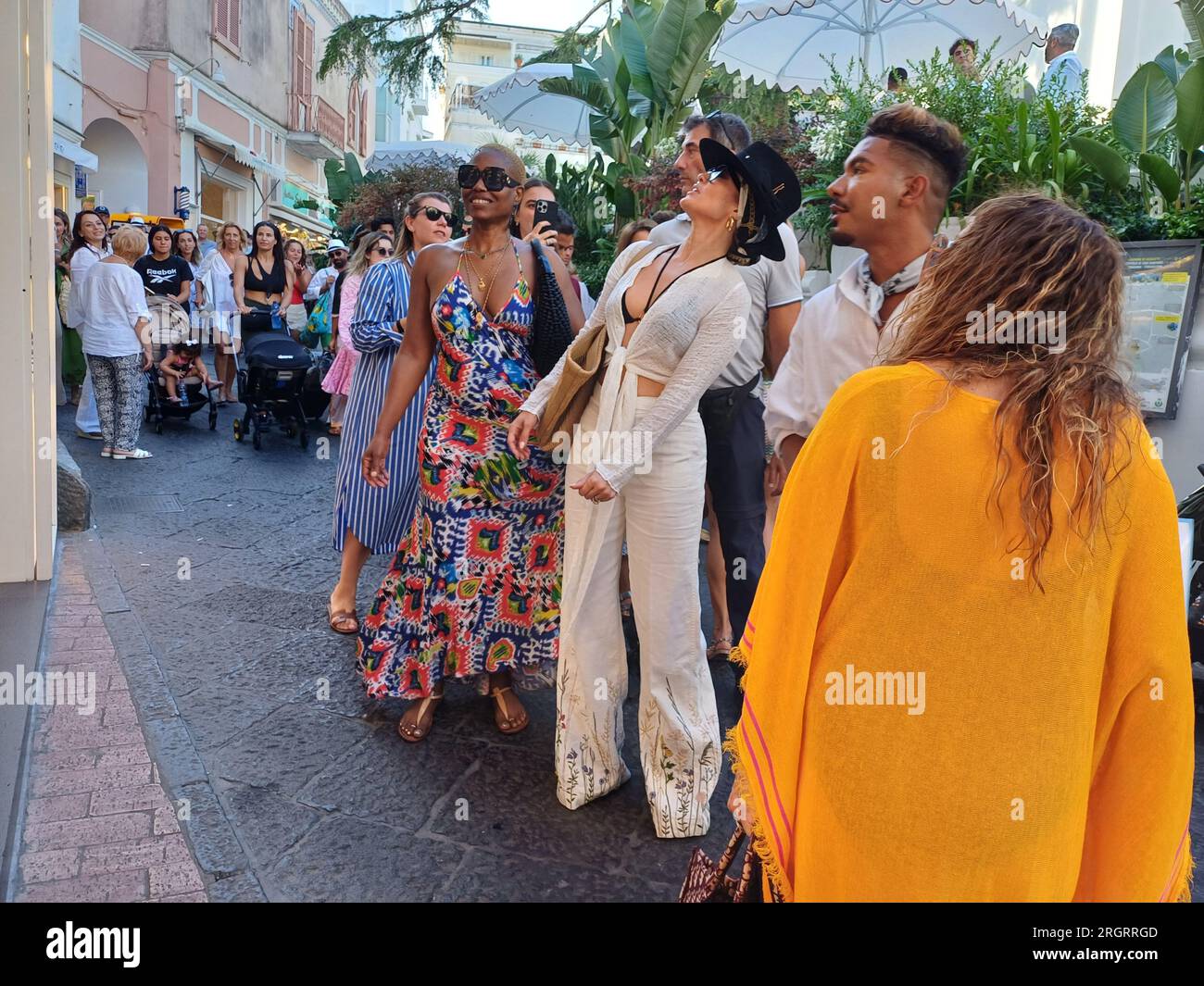 Jennifer Lopez passeggia nell'isola di Capri, Italia Foto Stock