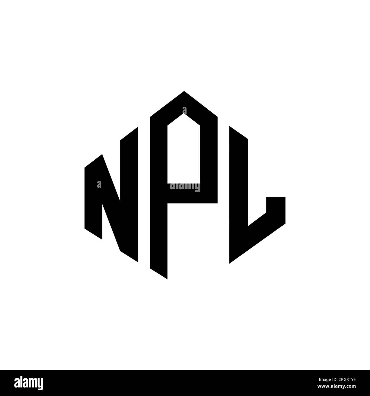 Logo NPL Letter con forma poligonale. Design con logo a forma di cubo e poligono NPL. Modello con logo vettoriale esagonale NPL in bianco e nero. NPL monogr Illustrazione Vettoriale