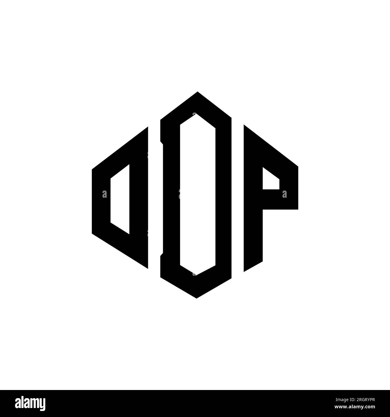 Logo ODP Letter con forma poligonale. Design con logo a forma di cubo e poligono ODP. Modello con logo vettoriale esagonale ODP in bianco e nero. Monogr. ODP Illustrazione Vettoriale