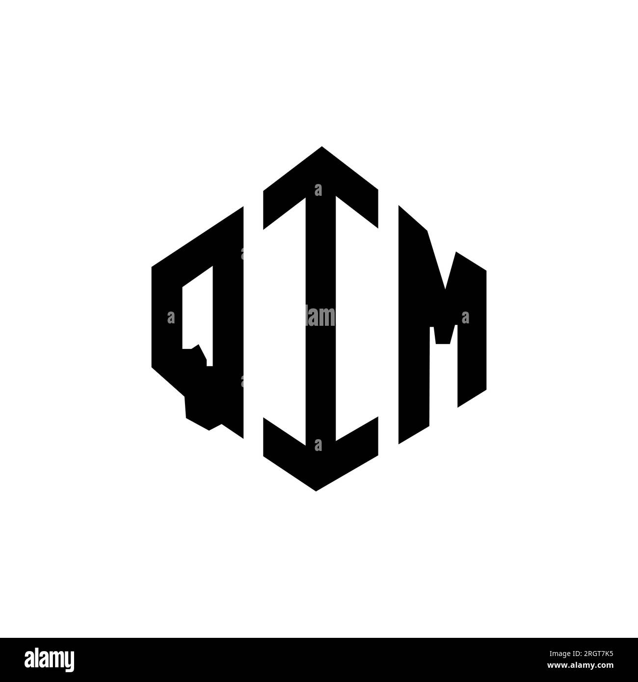 Logo QIM Letter con forma poligonale. Design con logo a forma di cubo e poligono QIM. Modello con logo vettoriale esagonale QIM in bianco e nero. QIM monogr Illustrazione Vettoriale
