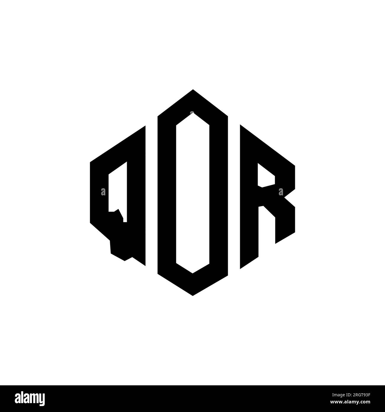 Logo QOR Letter con forma poligonale. Design del logo a forma di cubo e poligono QOR. Modello di logo vettoriale esagonale QOR in bianco e nero. QOR monogr Illustrazione Vettoriale