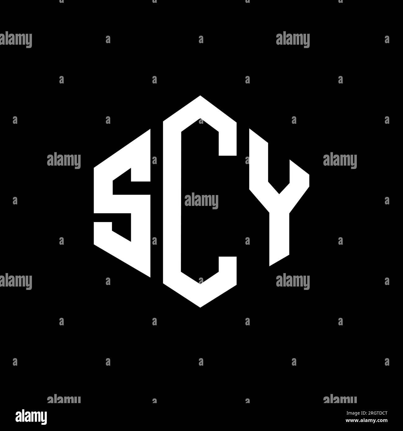 Logo SCY Letter con forma poligonale. Design con logo a forma di cubo e poligono SCY. Modello logo vettoriale esagonale SCY colori bianco e nero. SCY monogr Illustrazione Vettoriale