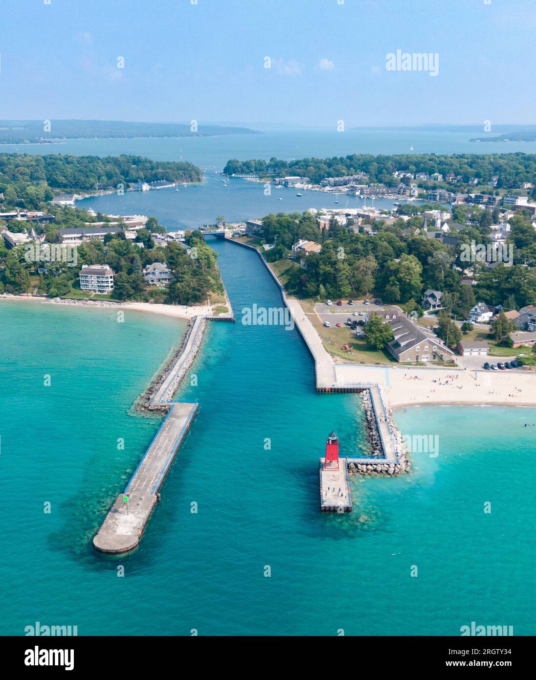 Vista aerea di Charlevoix, Michigan Foto Stock