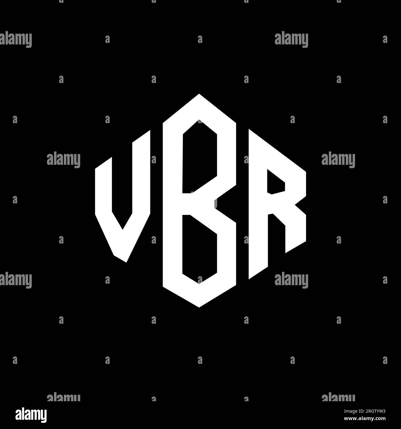 Logo VBR Letter con forma poligonale. Design con logo a forma di cubo e poligono VBR. Modello con logo vettoriale esagonale VBR in bianco e nero. VBR monogr Illustrazione Vettoriale