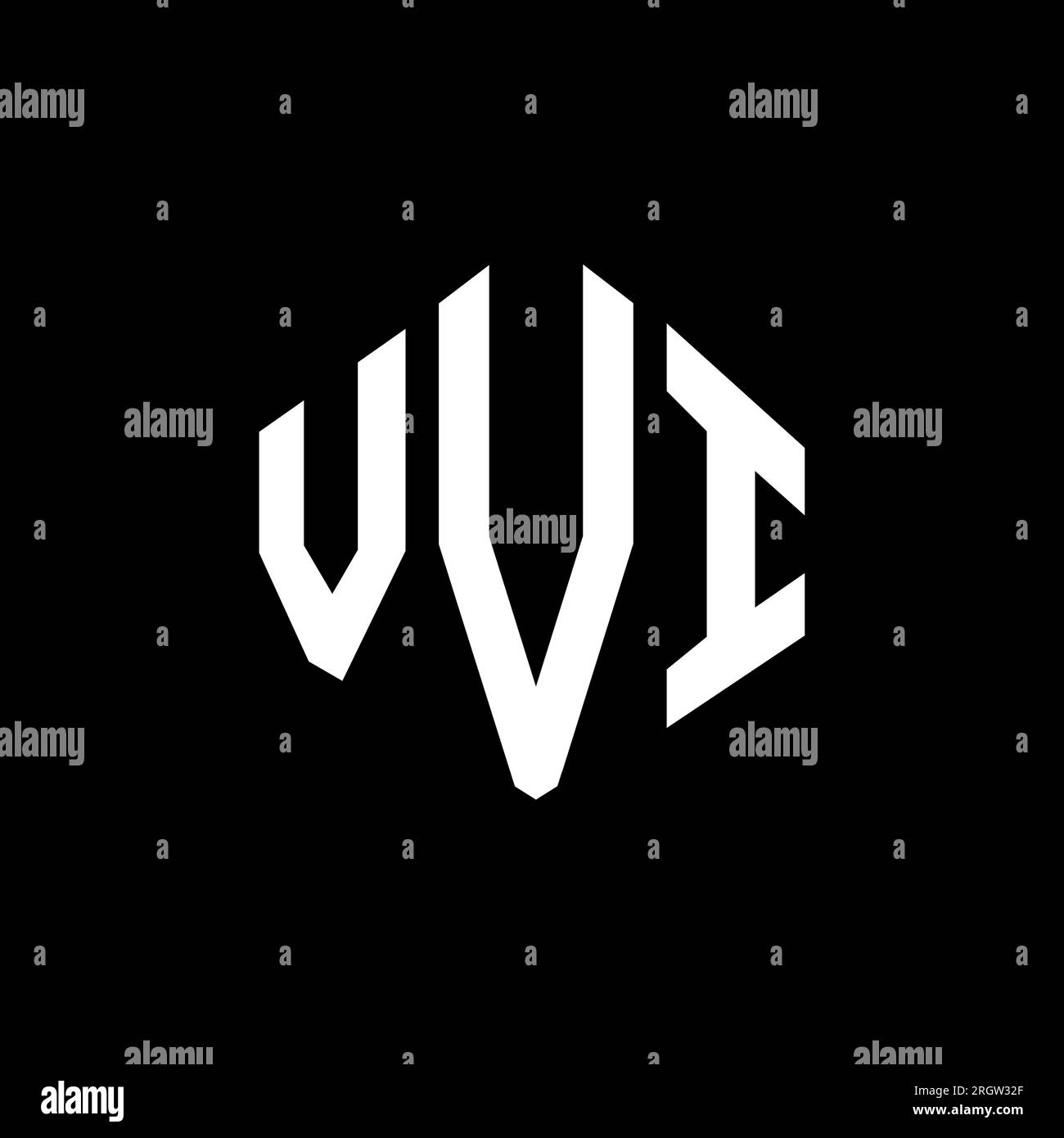 Logo VVI Letter con forma poligonale. Design del logo a forma di cubo e poligono VVI. Modello con logo vettoriale esagonale VVI in bianco e nero. VVI monogr Illustrazione Vettoriale