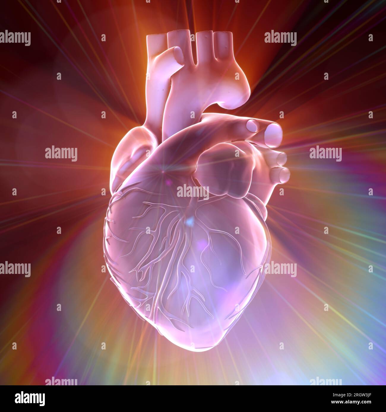 Cuore in campo energetico, illustrazione concettuale Foto Stock