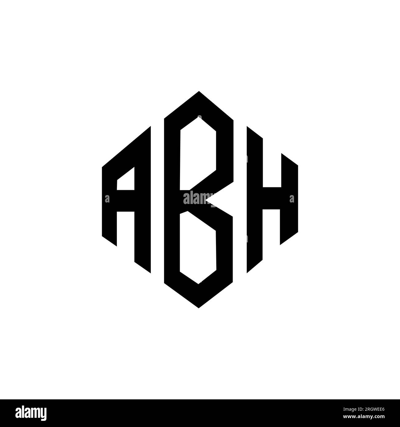 Logo ABH Letter con forma poligonale. Design con logo a forma di cubo e poligono ABH. Modello con logo vettoriale esagonale ABH in bianco e nero. ABH monogr Illustrazione Vettoriale