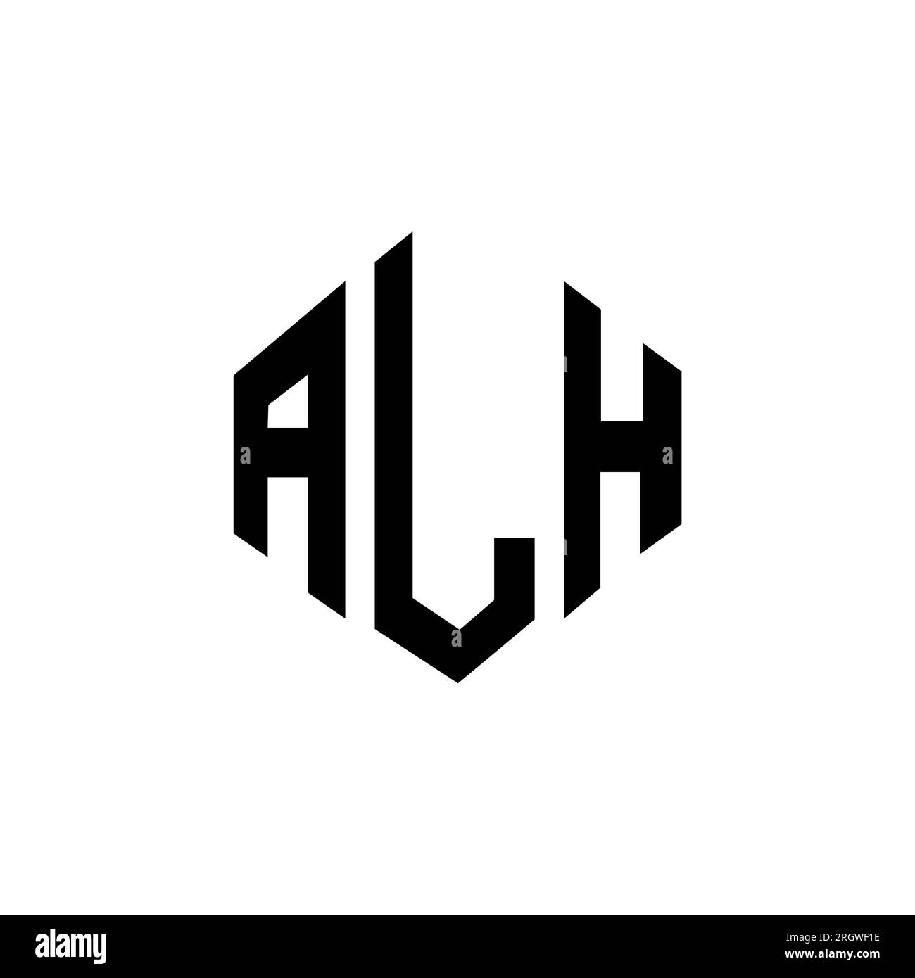 Logo ALH Letter con forma poligonale. Design con logo a forma di cubo e poligono ALH. Modello logo vettoriale esagonale ALH bianco e nero. ALH monogr Illustrazione Vettoriale