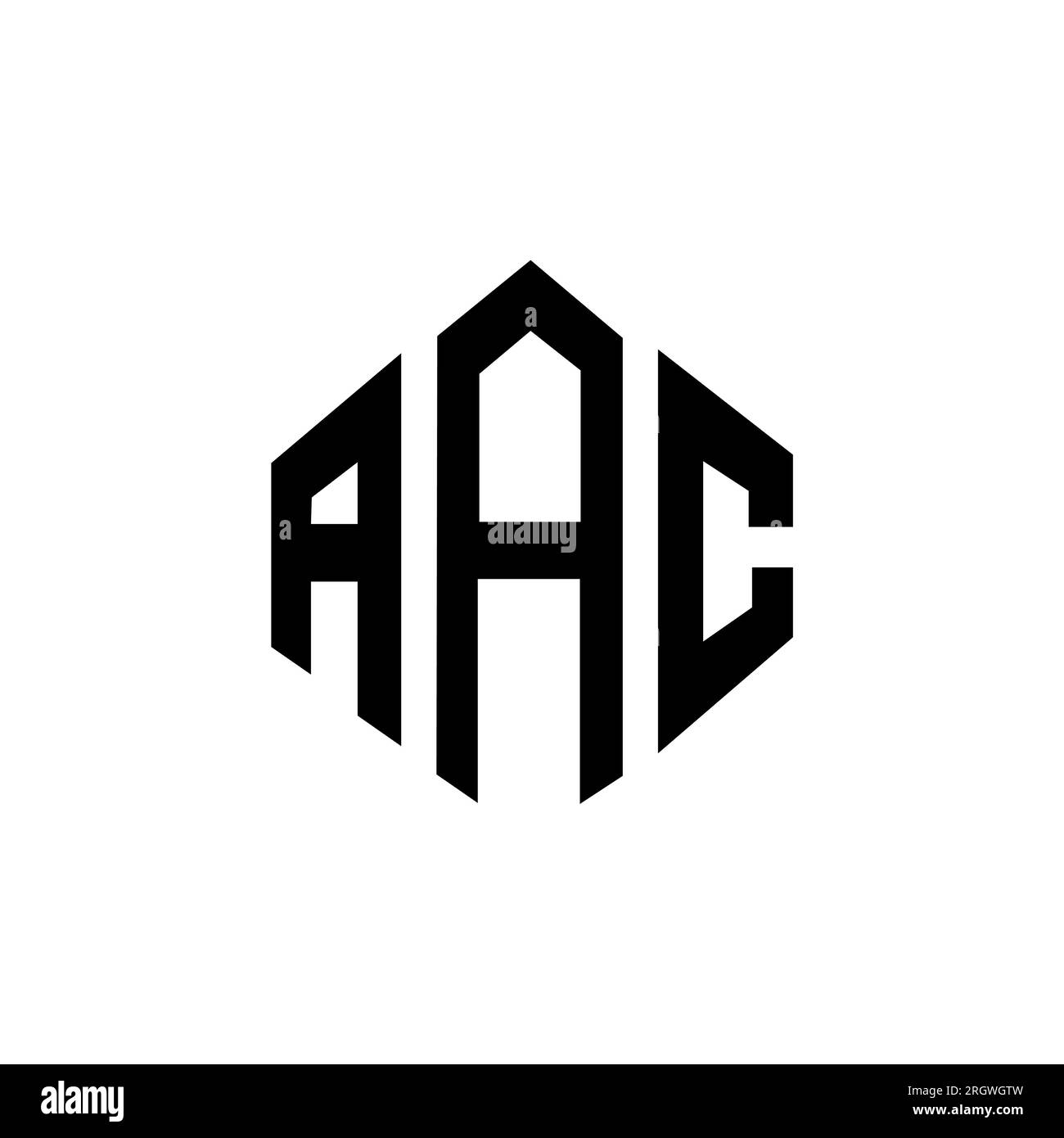 Logo AAC Letter con forma poligonale. Design con logo a forma di cubo e poligono AAC. Modello con logo vettoriale esagonale AAC colori bianco e nero. Monogr. AAC Illustrazione Vettoriale