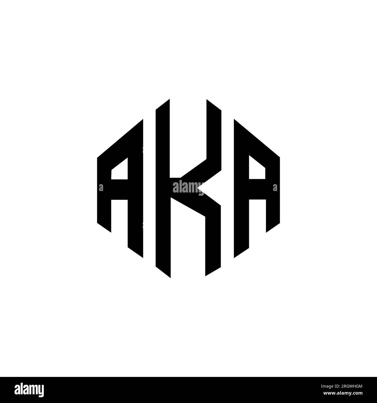 Logo a lettere con forma poligonale. Design con logo a forma di cubo e poligonale. Modello con logo vettoriale esagonale in bianco e nero. ALIAS monogr Illustrazione Vettoriale