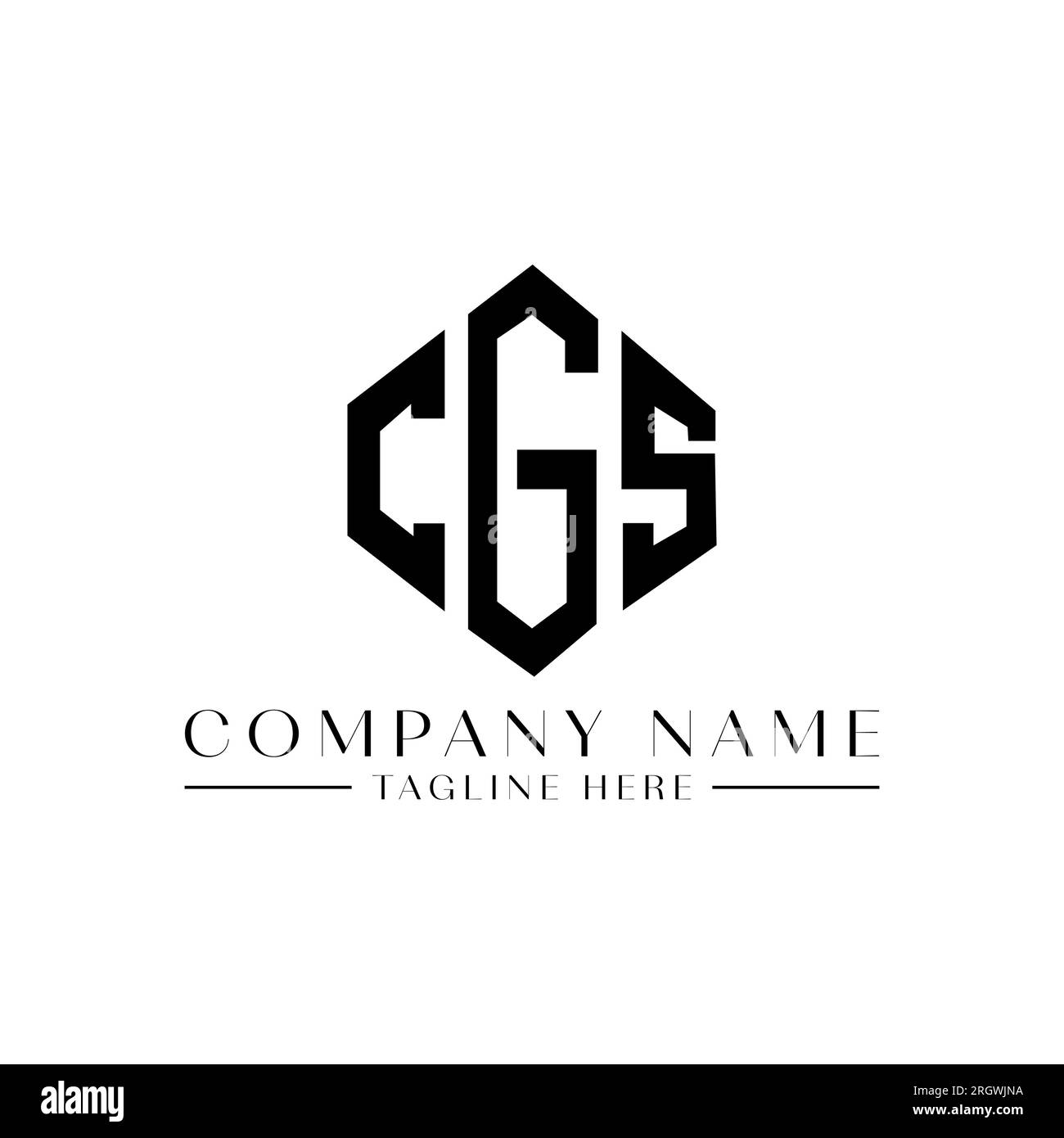 Logo CGS Letter con forma poligonale. Design con logo a forma di cubo e poligono CGS. Modello con logo vettoriale esagonale CGS in bianco e nero. CGS monogr Illustrazione Vettoriale