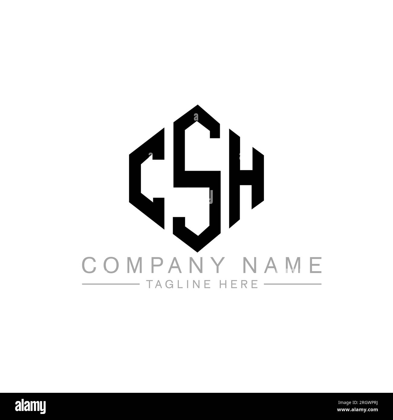 Logo CSH Letter con forma poligonale. Design con logo a forma di cubo e poligono CSH. Modello con logo vettoriale esagonale CSH bianco e nero. CSH monogr Illustrazione Vettoriale