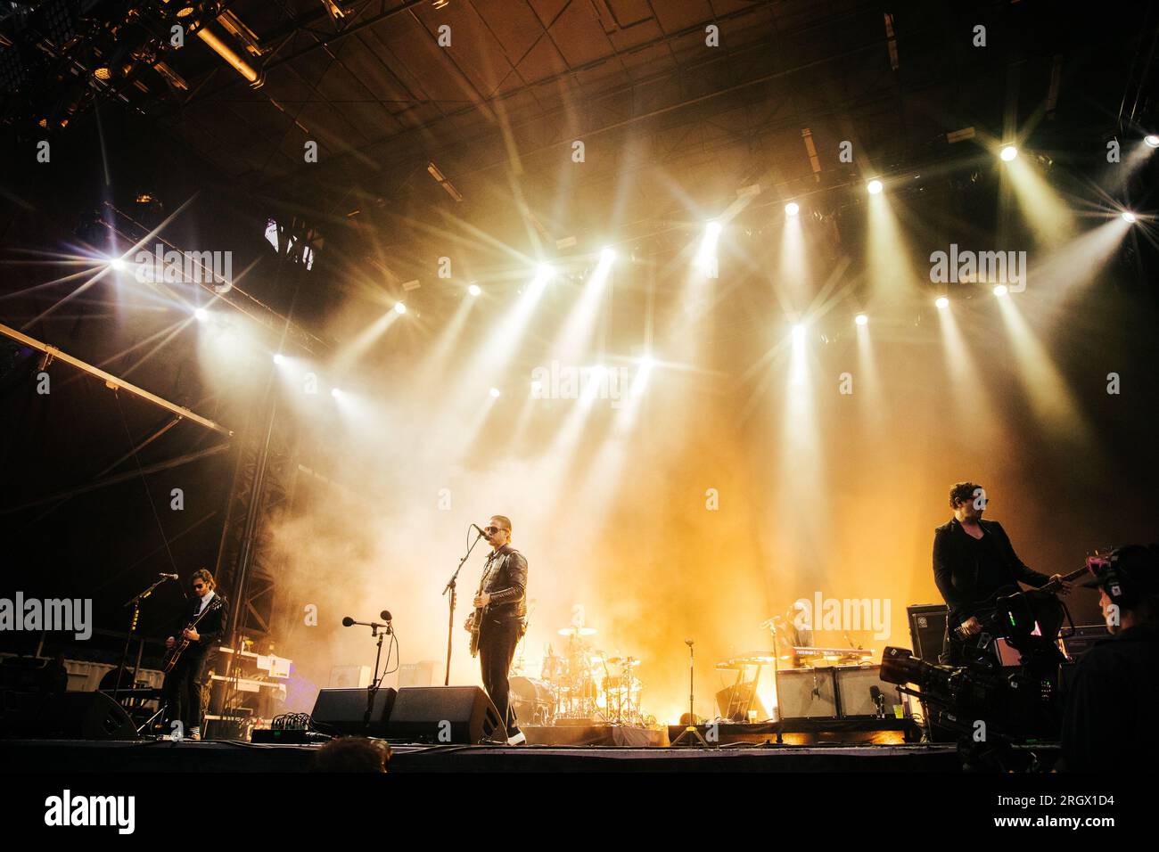 San Francisco, Stati Uniti. 11 agosto 2023. L'Interpol si esibisce sul Sutro Stage durante l'Outside Lands 2023 Music and Arts Festival che si tiene nel Golden Gate Bridge Park di San Francisco, CALIFORNIA, l'11 agosto 2023. (Foto di Alive Coverage/Sipa USA) credito: SIPA USA/Alamy Live News Foto Stock