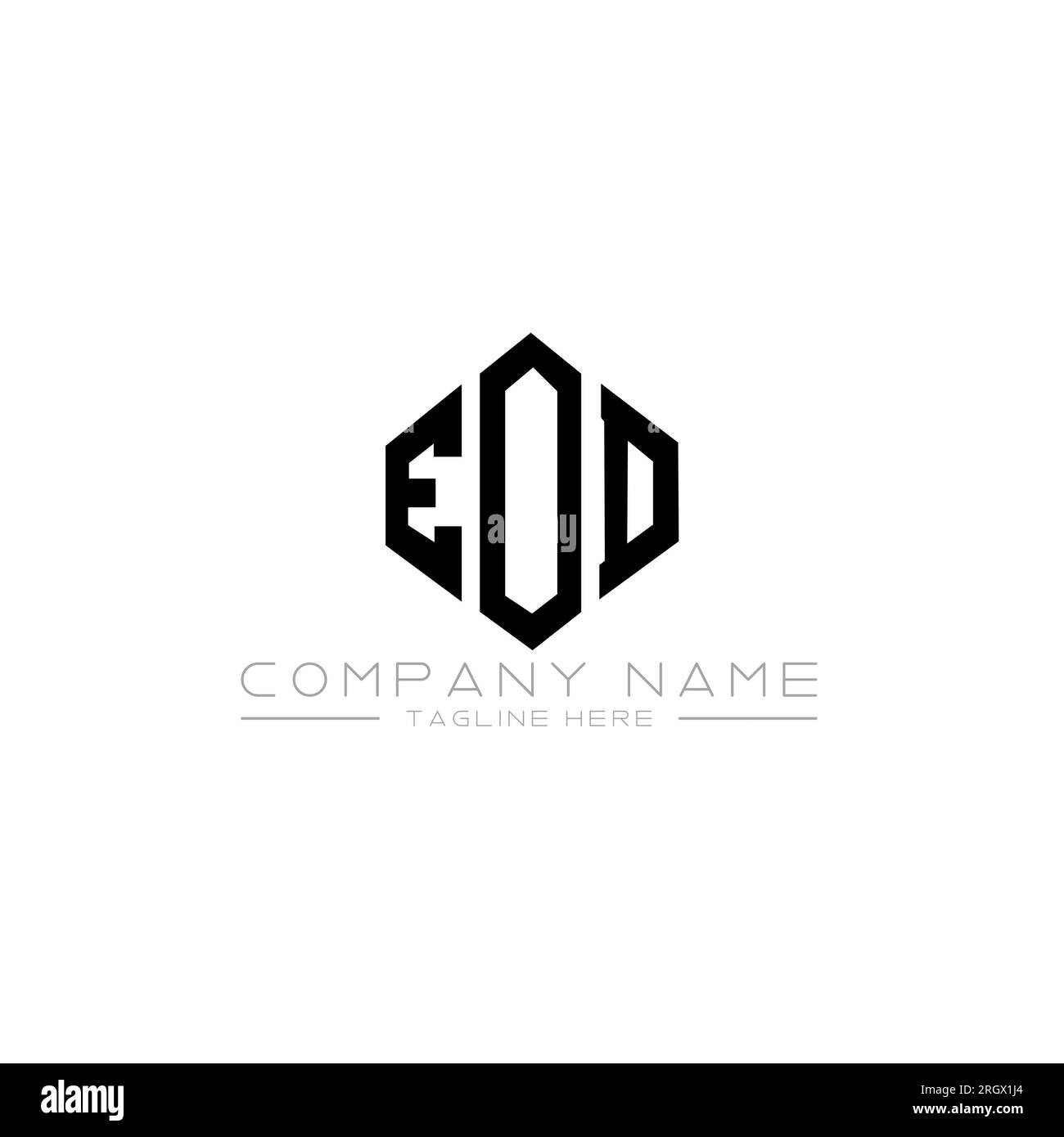 Logo EOD Letter con forma poligonale. Design del logo a forma di cubo e poligono EOD. Modello logo vettoriale esagonale EOD colori bianco e nero. Monogr. EOD Illustrazione Vettoriale