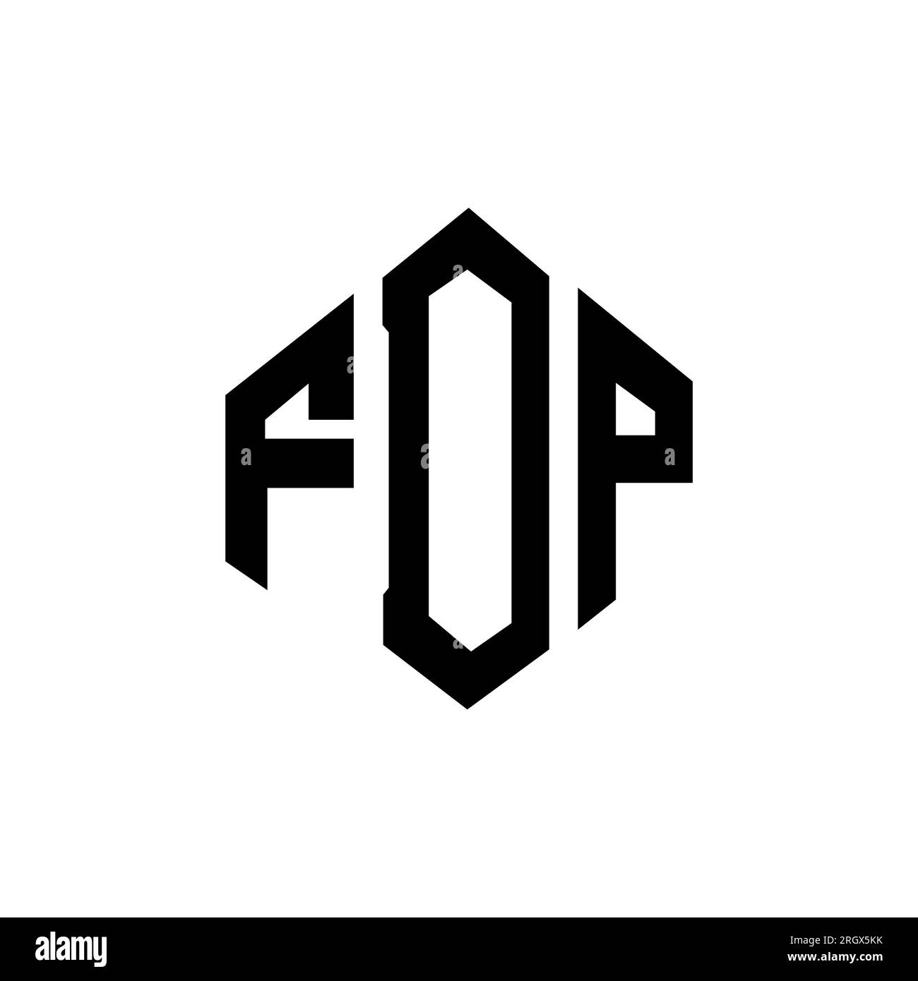 Logo FDP Letter con forma poligonale. Design con logo a forma di cubo e poligono FDP. Modello con logo vettoriale esagonale FDP in bianco e nero. FDP monogr Illustrazione Vettoriale