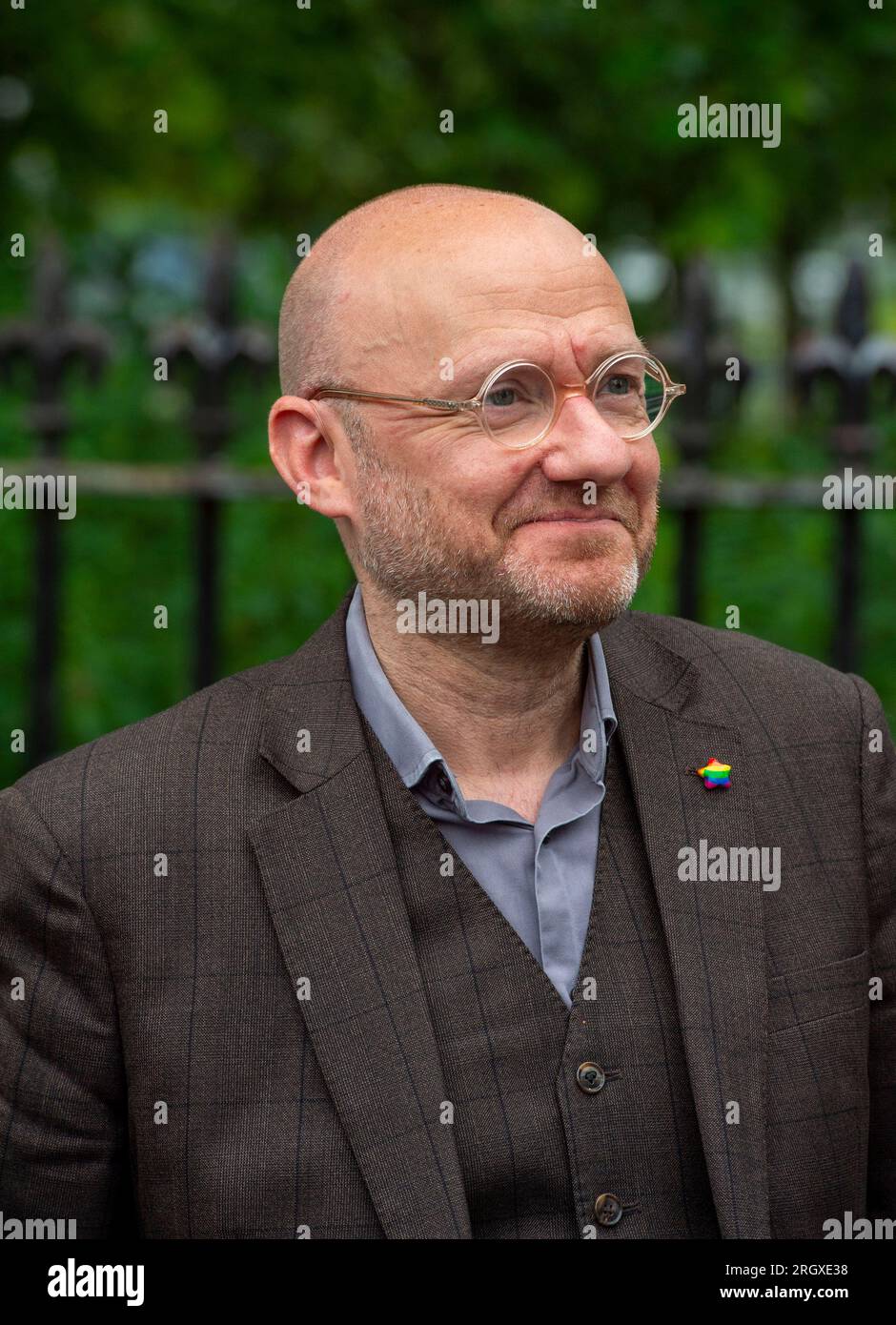Patrick Harvie, co-leader dei Green scozzesi e MSP per Glasgow, nella foto a Queens Park, Glasgow. Foto Stock