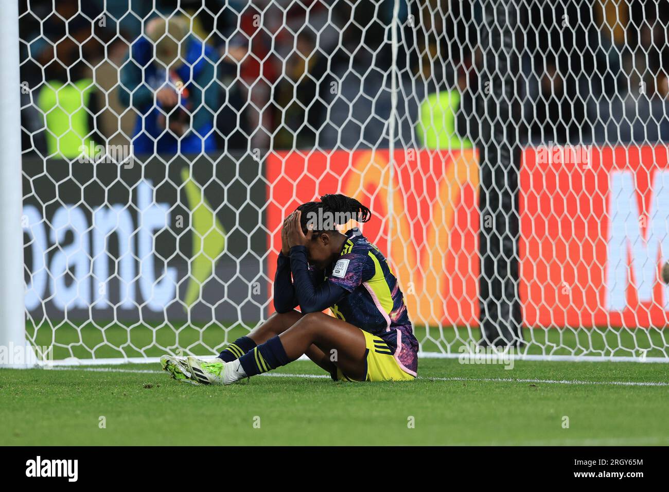 12 agosto 2023; Stadium Australia, Sydney, NSW, Australia: FIFA Womens World Cup Quarter Final Football, Inghilterra contro Colombia; Linda Caicedo della Columbia è delusa per aver perso contro l'Inghilterra 2-1 Foto Stock