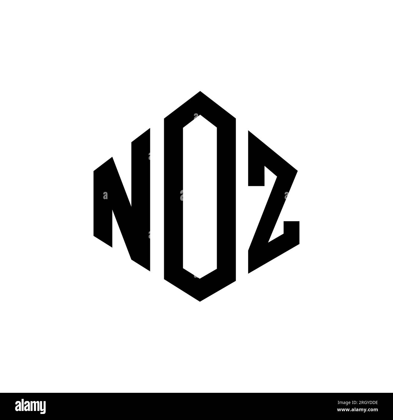 Logo NZ Letter con forma poligonale. Design con logo a forma di cubo e poligono NOZ. Modello con logo vettoriale esagonale NES in bianco e nero. NOZ monogr Illustrazione Vettoriale