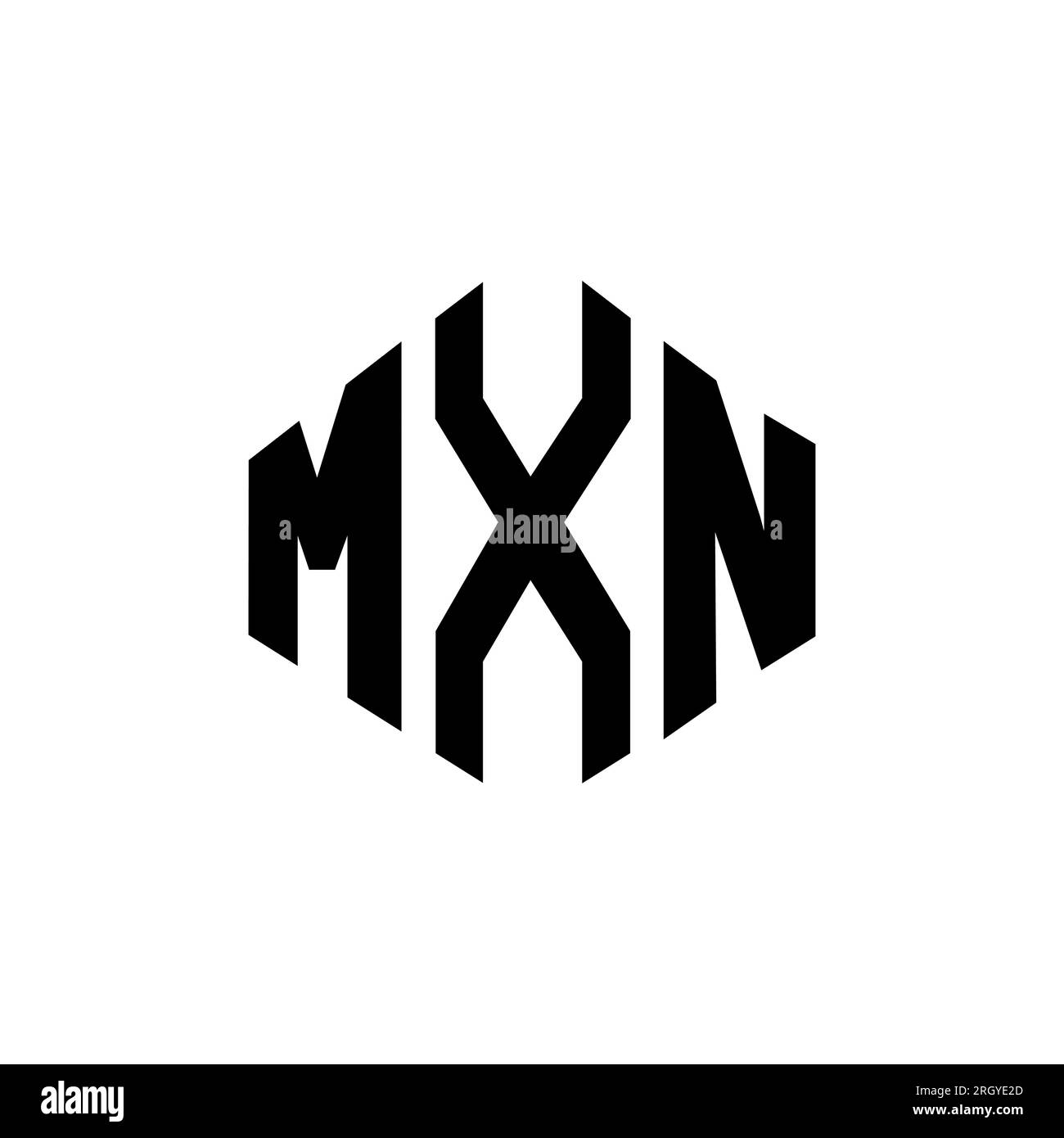 Logo MXN Letter con forma poligonale. Design con logo MXN a forma di cubo e poligono. Modello con logo vettoriale esagonale MXN in bianco e nero. Monogr. MXN Illustrazione Vettoriale
