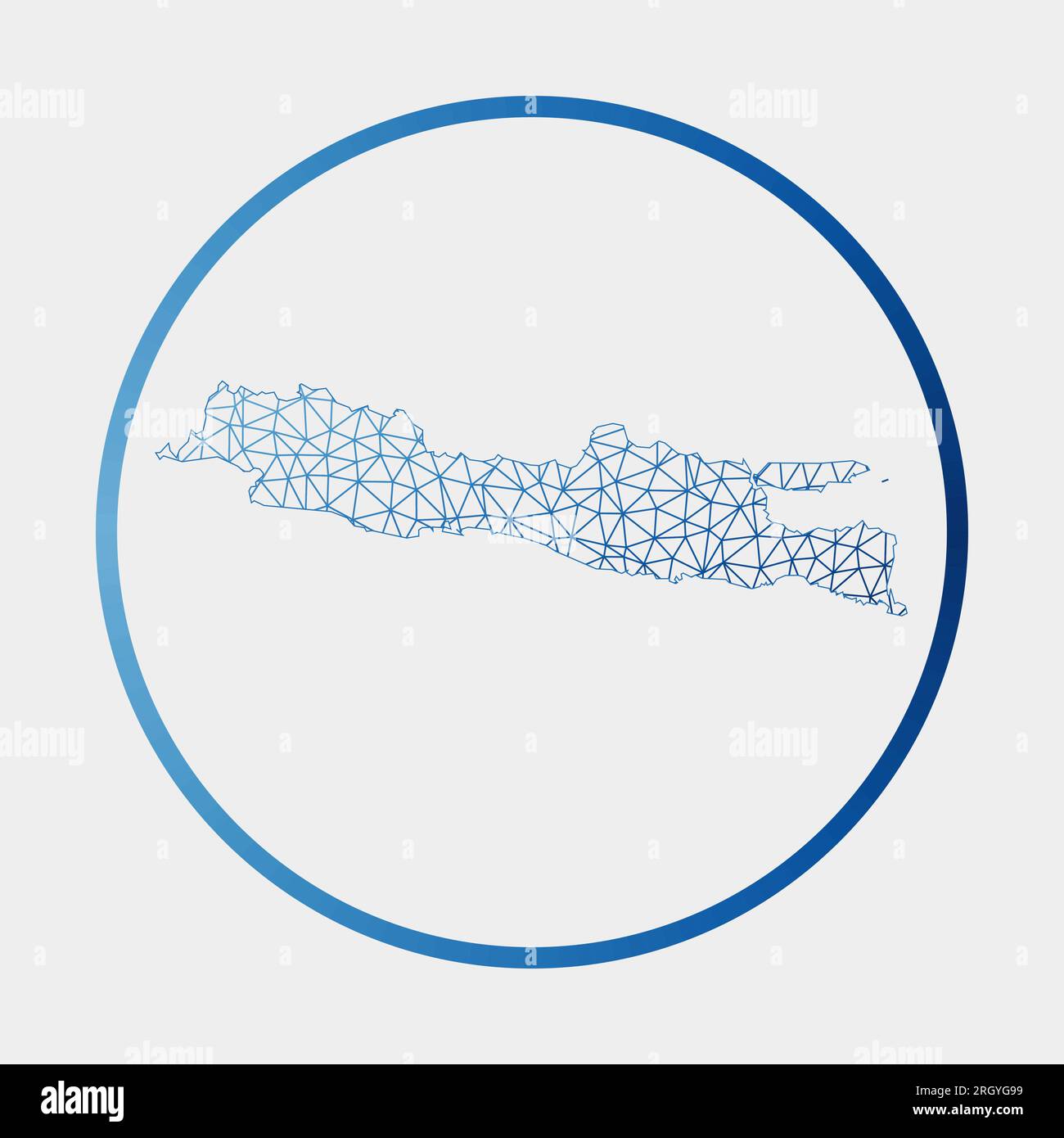 Icona Java. Mappa della rete dell'isola. Segno Java rotondo con anello gradiente. Tecnologia, Internet, rete, concetto di telecomunicazione. Illustrazione Vettoriale