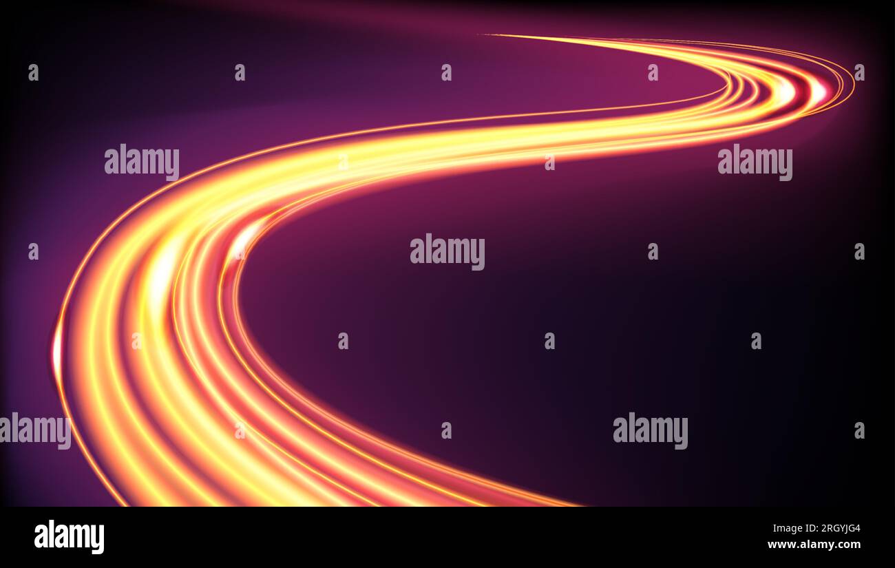 Effetto effetto sfocatura movimento esposizione prolungata di Golden Light Trails Vector Illustration Illustrazione Vettoriale