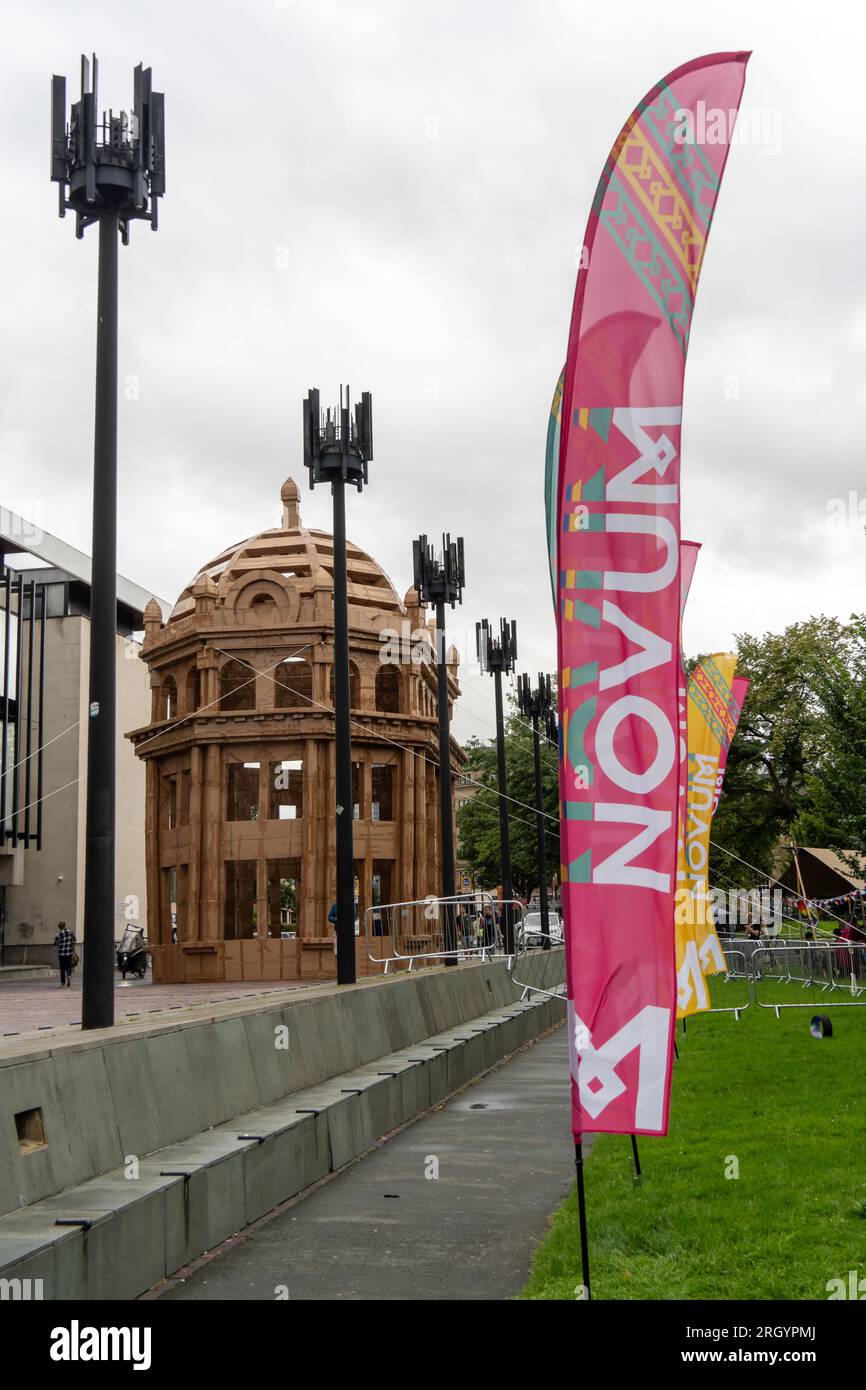 Newcastle upon Tyne, Regno Unito. 12 agosto 2023. Novum Summer Festival in città, con forme multi-arte e in programma dall'11 al 13 agosto. Si spera che il festival diventi un evento annuale, che mette in mostra talenti locali, nazionali e internazionali. Crediti: Hazel Plater/Alamy Live News Foto Stock