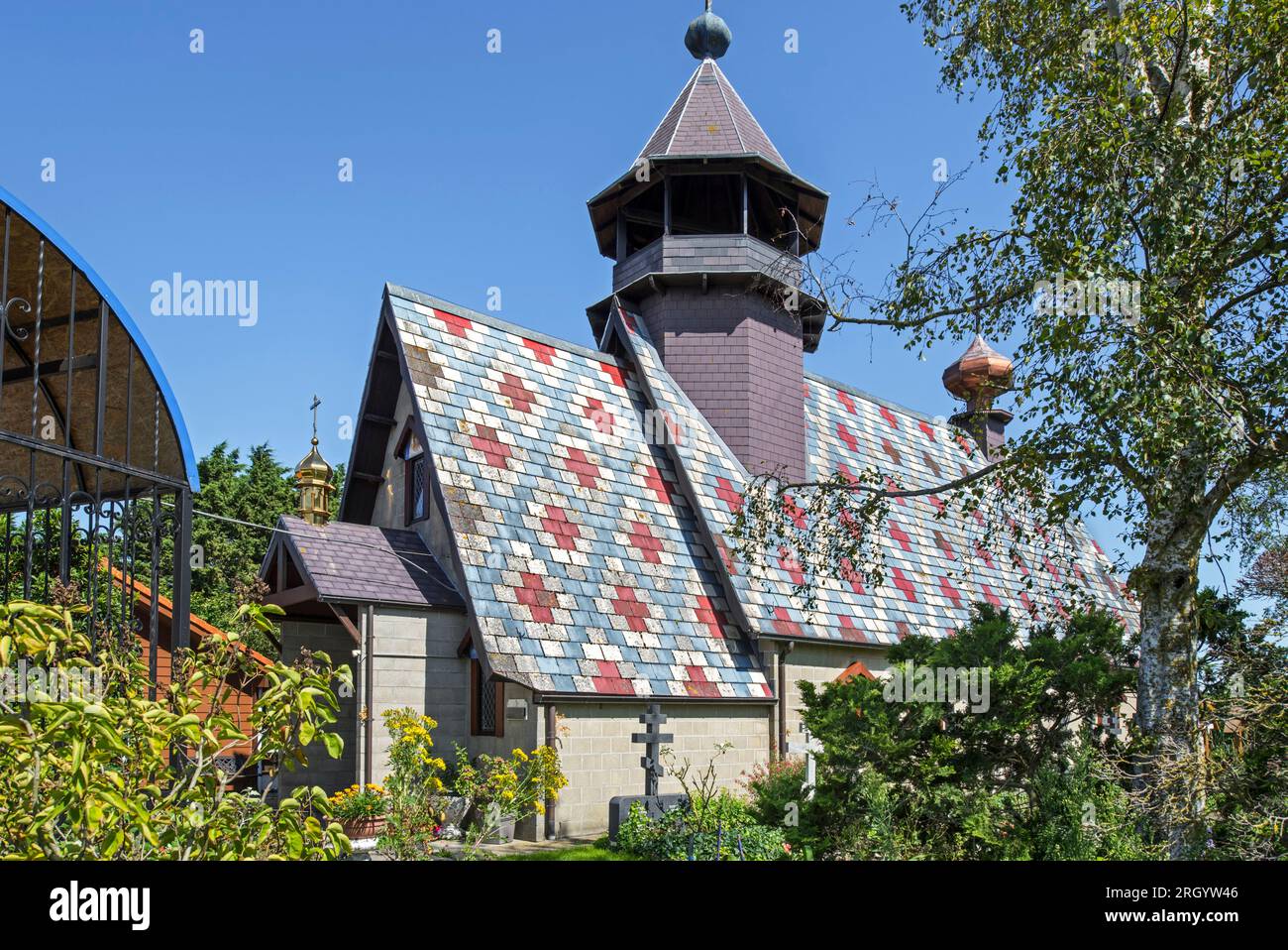 Monastero ortodosso russo e chiesa a Scheewege, Lampernisse, Fiandre occidentali, Belgio Foto Stock