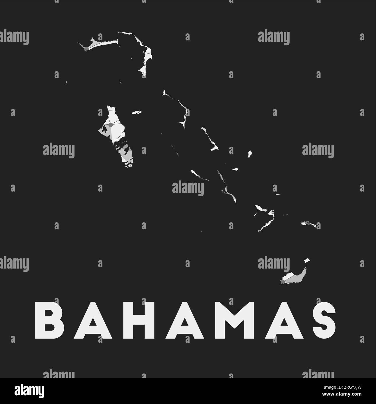 Bahamas - rete di comunicazione mappa del paese. Design geometrico alla moda delle Bahamas su sfondo scuro. Tecnologia, Internet, rete, telecomunicazioni c Illustrazione Vettoriale