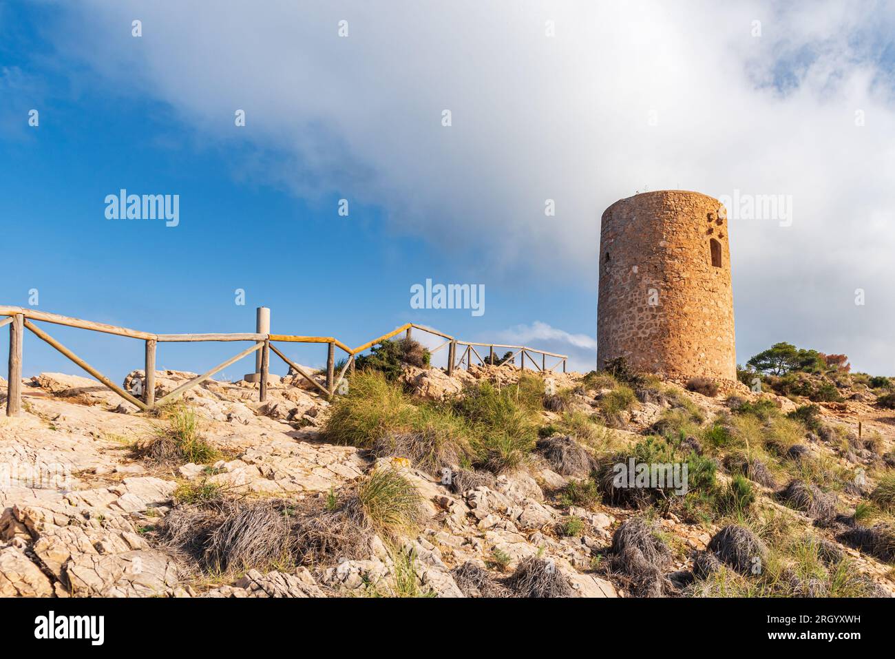 Torre di Guardia di Cerro Gordo, nota anche come la Herradura o Torre El Nogal, costruita nel XVI secolo. Foto Stock