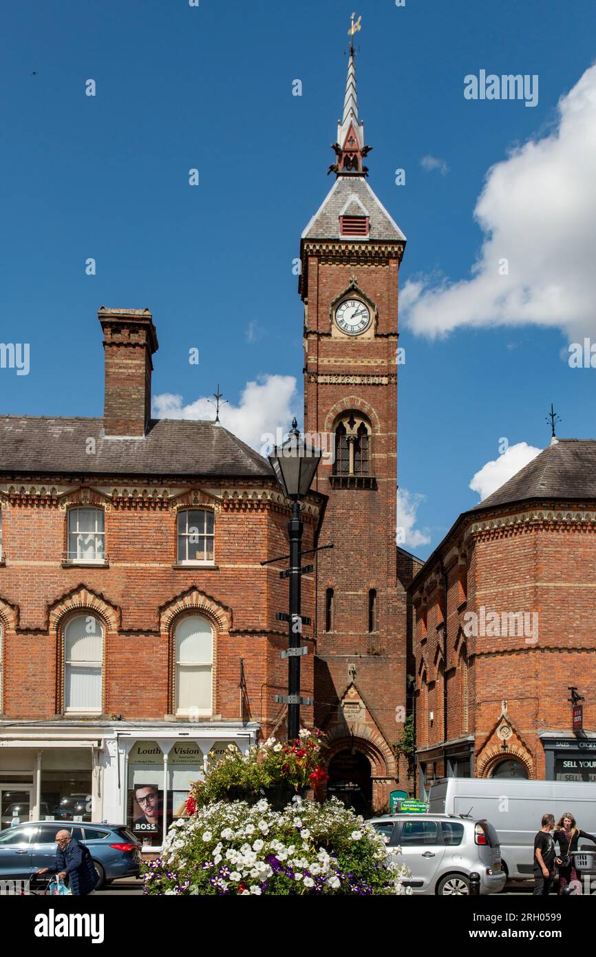 Market Hall Clock Tower, Louth, Lincolnshire, Inghilterra Foto Stock