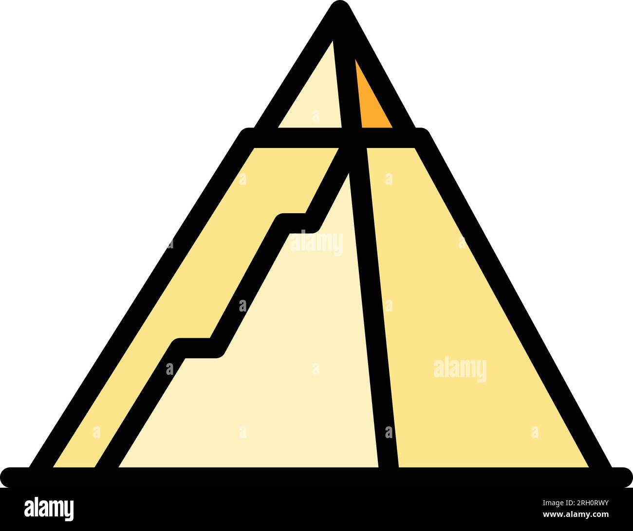 Vecchia icona piramide che delinea il vettore. Antico egitto. Piatto color deserto del Cairo Illustrazione Vettoriale