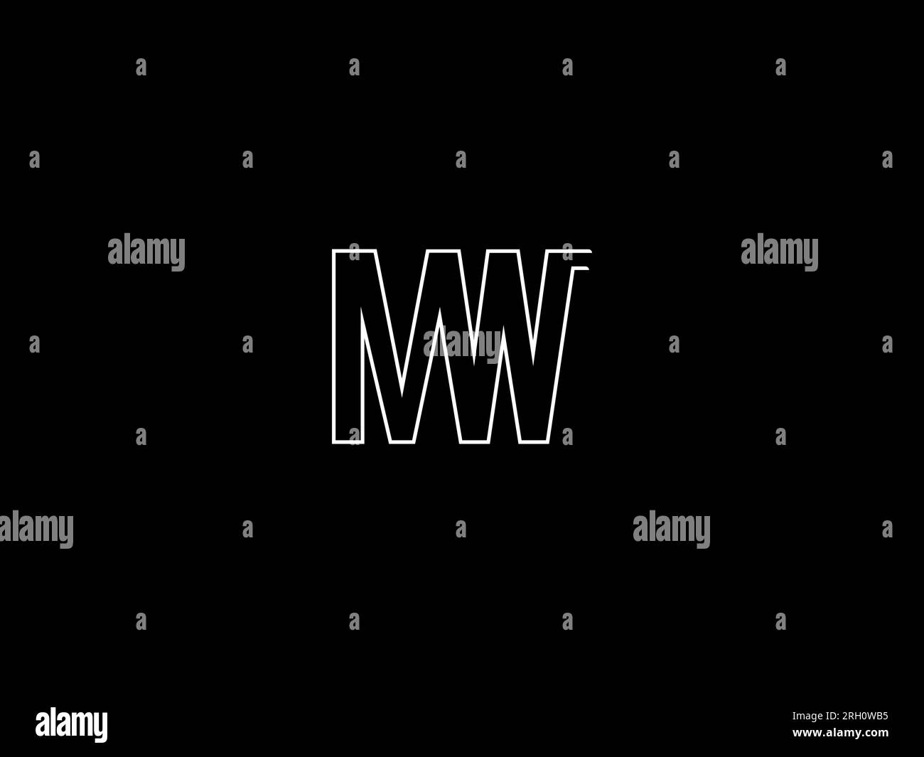 Modello vettoriale iniziale del logo MW Letter. Logo MW con monogramma o lettera Illustrazione Vettoriale