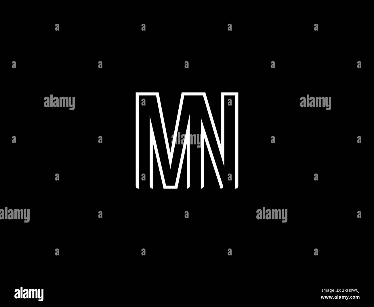 Modello vettoriale iniziale del logo MN Letter. Design con logo MN monogramma o lettera Illustrazione Vettoriale