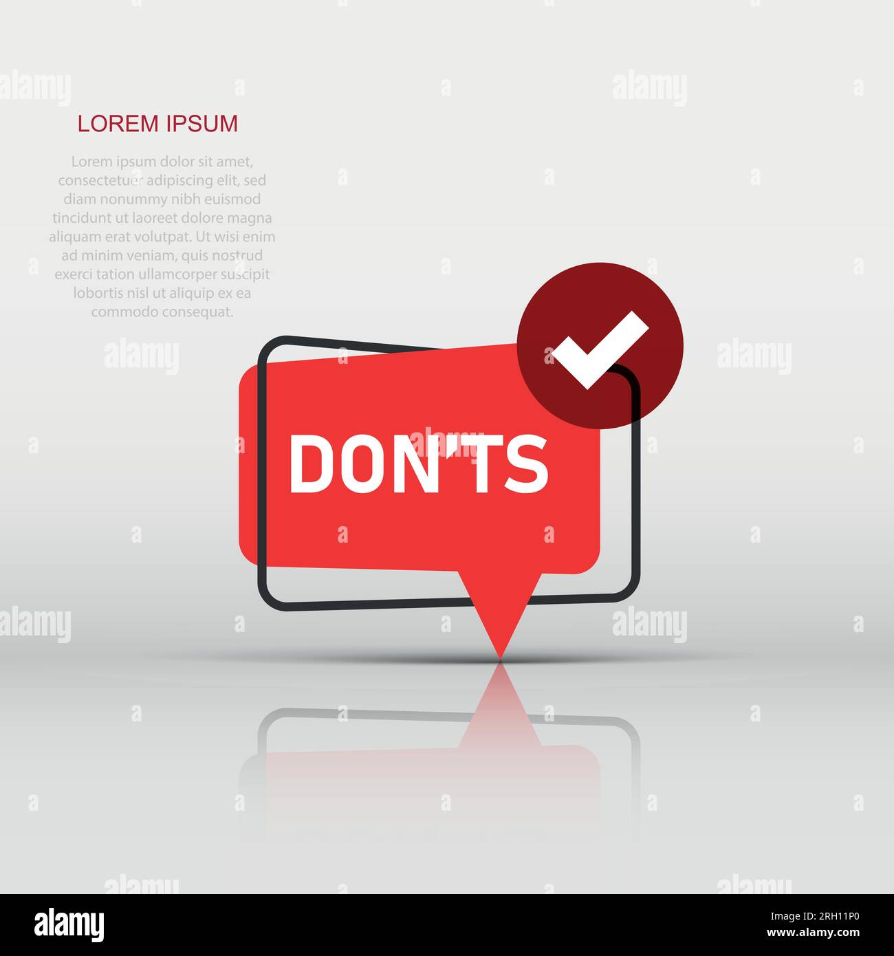 Icona Donts in stile piatto. A differenza dell'illustrazione vettoriale su sfondo bianco isolato. Nessun concetto di business. Illustrazione Vettoriale