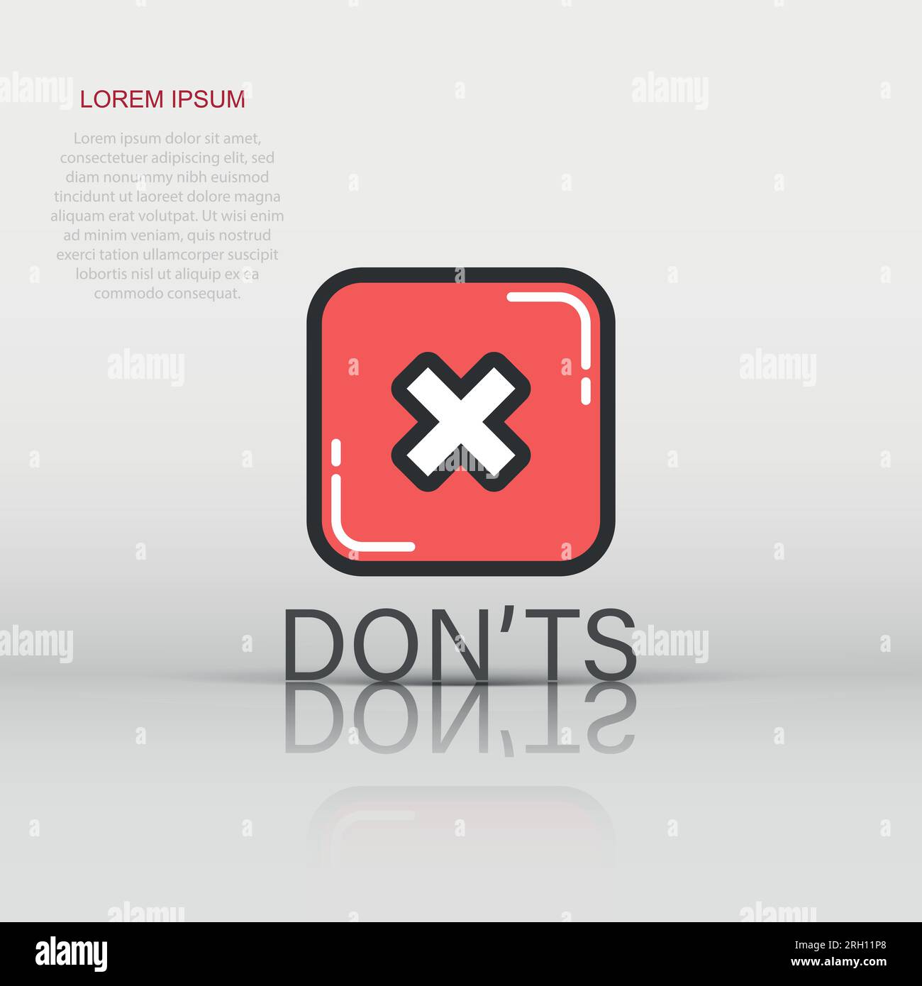 Icona Donts in stile piatto. A differenza dell'illustrazione vettoriale su sfondo bianco isolato. Nessun concetto di business. Illustrazione Vettoriale