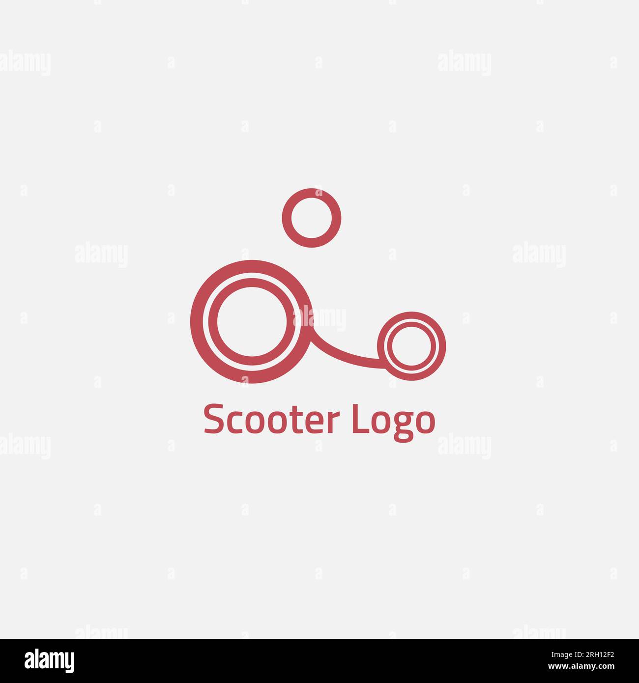 Logo rosso dello scooter composto da cerchi e linee. Illustrazione Vettoriale