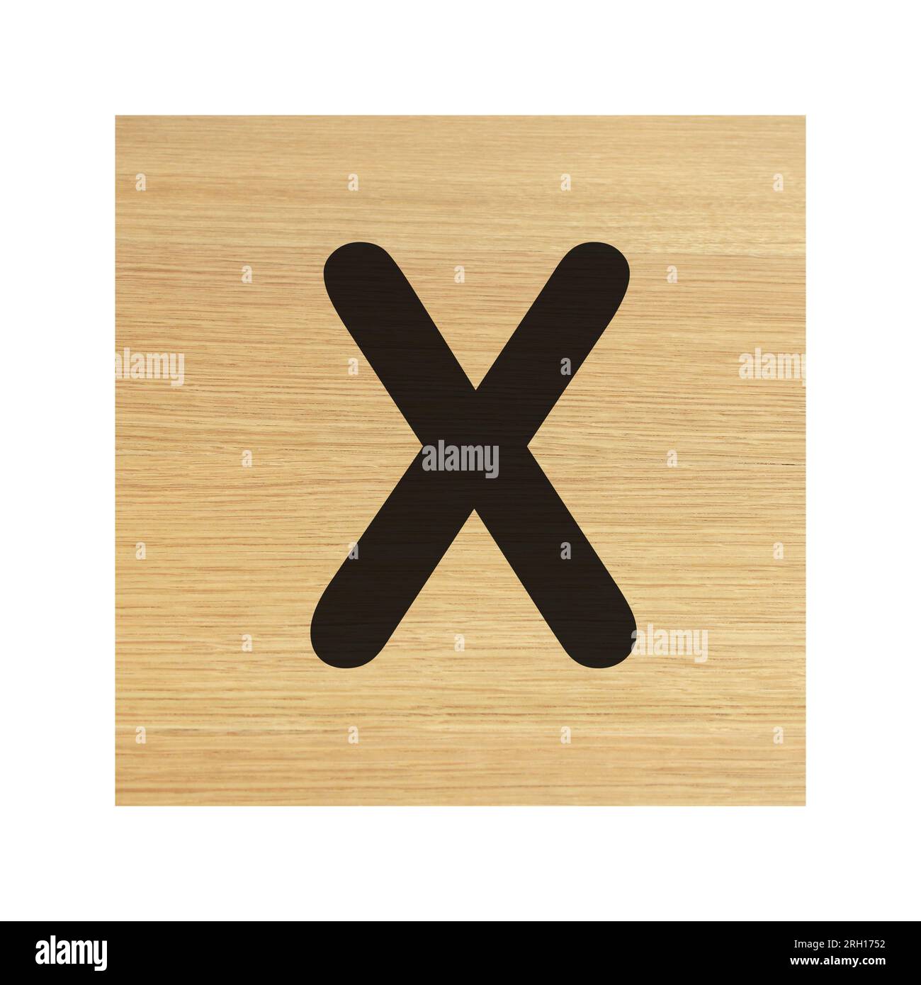 X blocco di legno bianco con percorso di ritaglio Foto Stock