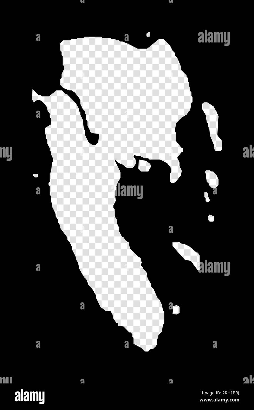 Mappa stencil di Ko Lanta. Mappa trasparente semplice e minimale di Ko Lanta. Rettangolo nero con forma a taglio dell'isola. Eccezionale illustrazione vettoriale. Illustrazione Vettoriale