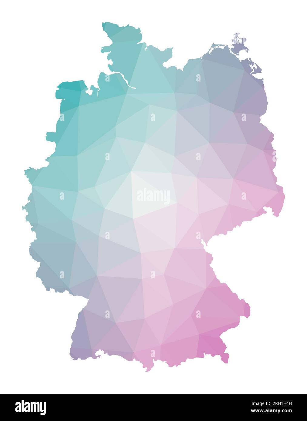 Mappa poligonale della Germania. Illustrazione geometrica del paese in colori ametista smeraldo. Mappa della Germania in basso stile poly. Illustrazione Vettoriale