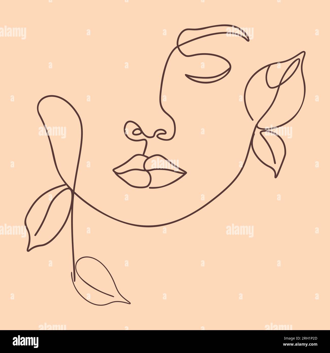 Volto femminile con disegni astratti e disegni minimalistici. Illustrazione Vettoriale