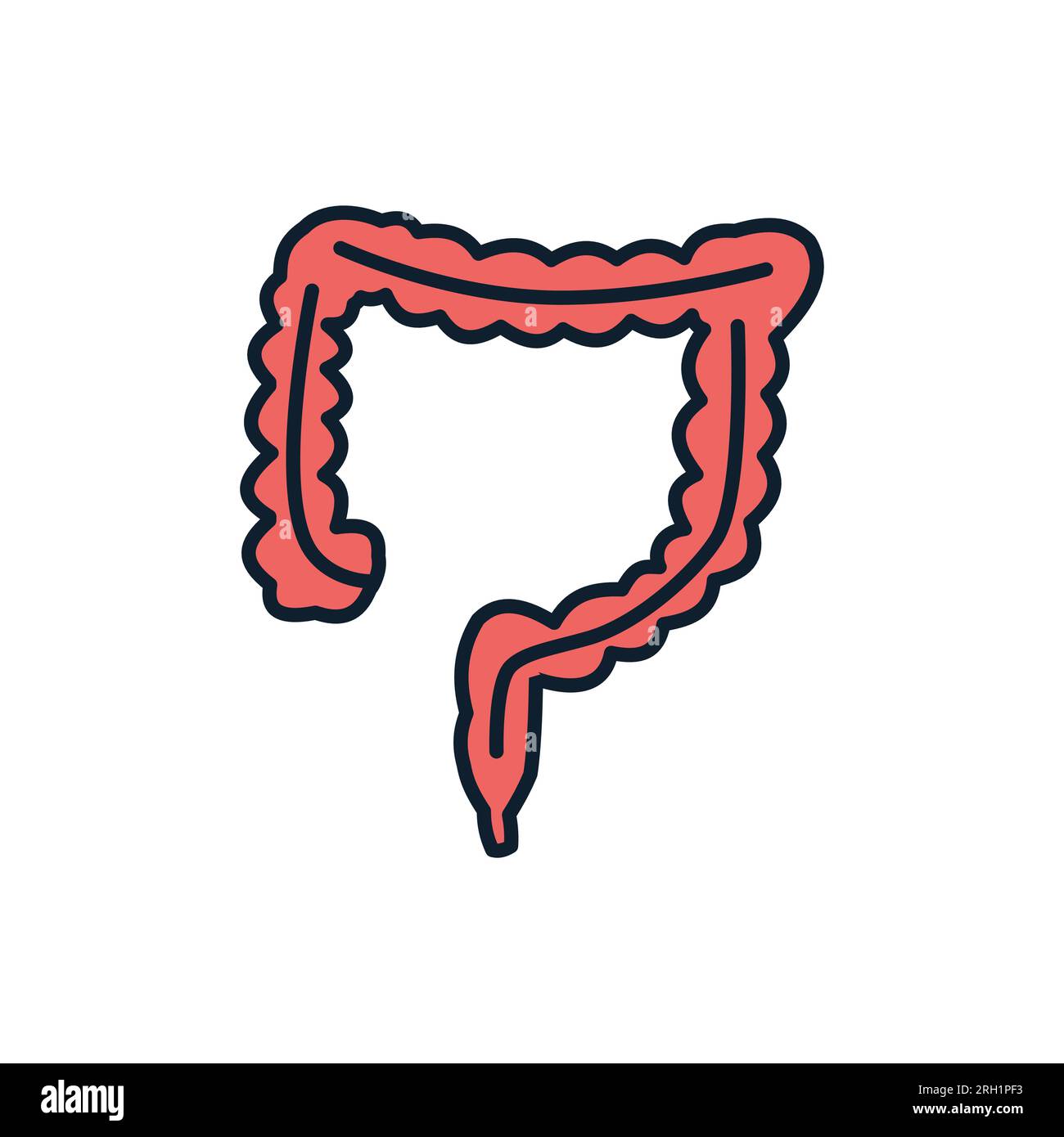 Icona linea vettoriale correlata all'intestino. Isolato su sfondo bianco. Tratto modificabile Illustrazione Vettoriale