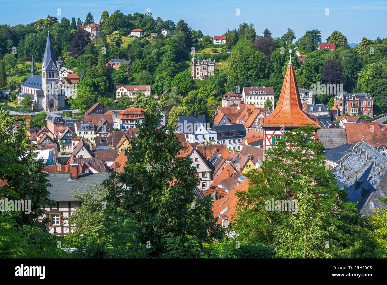 Vista aerea sulla città di Kulmbach (Franconia, Germania) Foto Stock