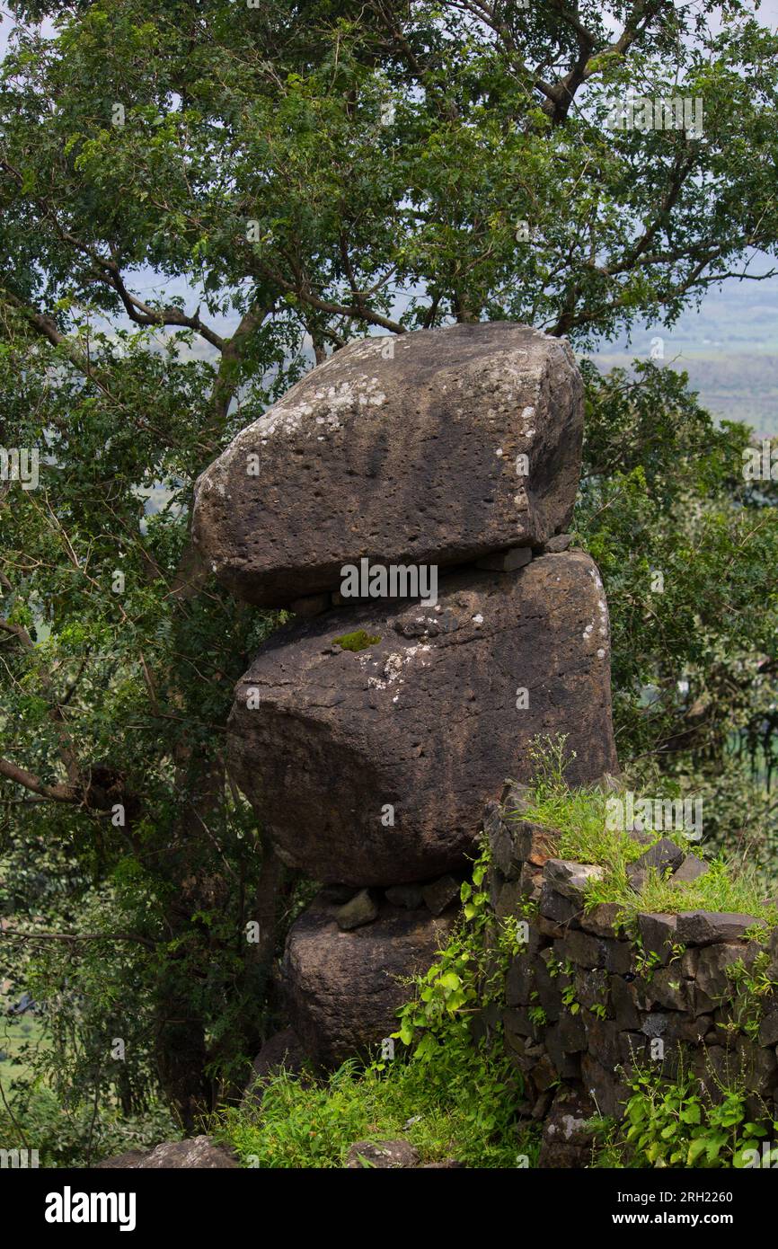Tempio abbandonato, pietra, forte Foto Stock