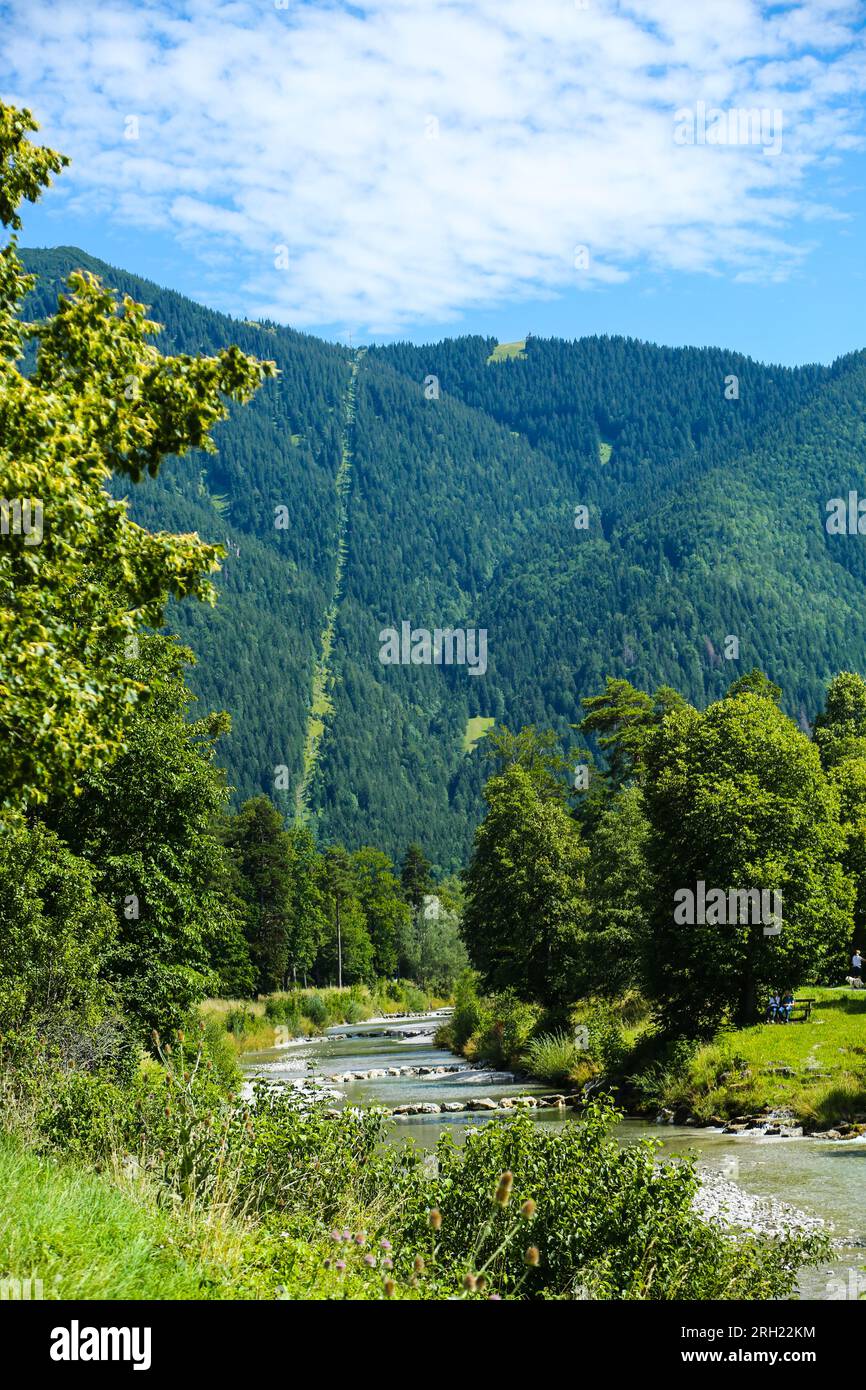 Sentiero escursionistico fino al Wallberg, Rottach-Egern in Baviera, wallberg; germania; tegernsee; panorama; viaggio; paesaggio; alpi; montagna; panoramica; natura; Foto Stock