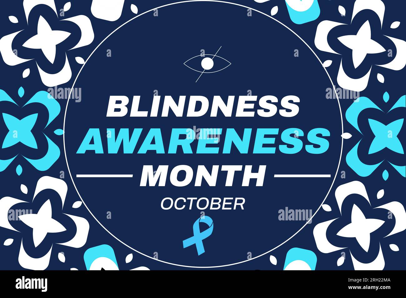 Ottobre è il mese di sensibilizzazione alla cecità, il design dello sfondo con forme colorate e tipografia. Foto Stock