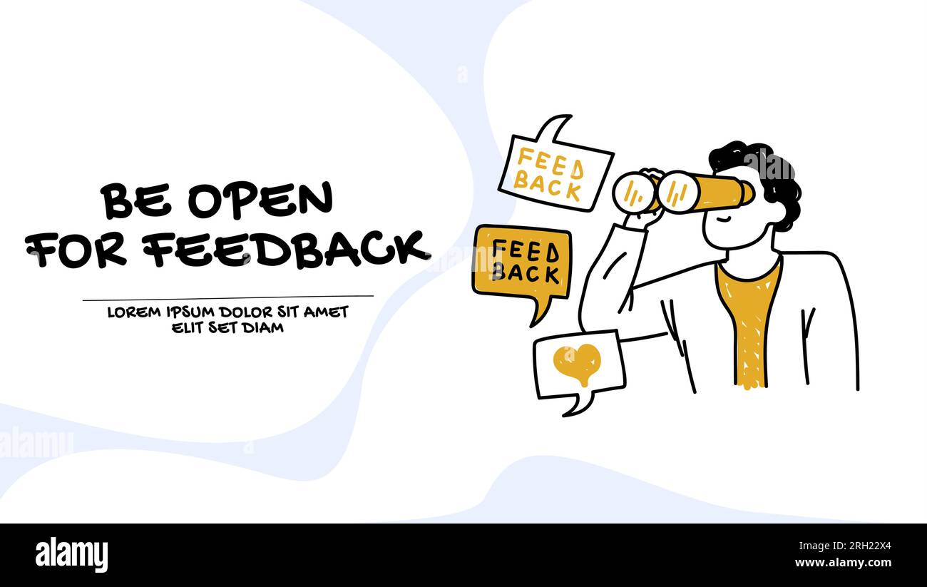 Vettore di un giovane aperto al feedback Illustrazione Vettoriale