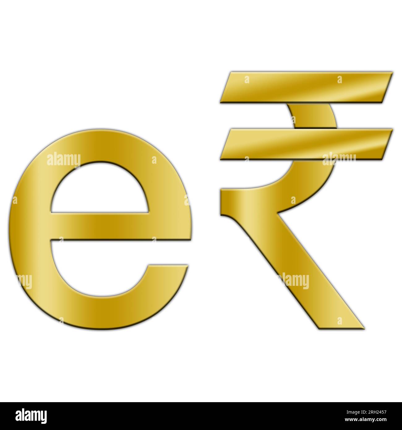 Simbolo rupia digitale versione in oro, valuta cbdc dell'India, paese asiatico, illustrazione Foto Stock